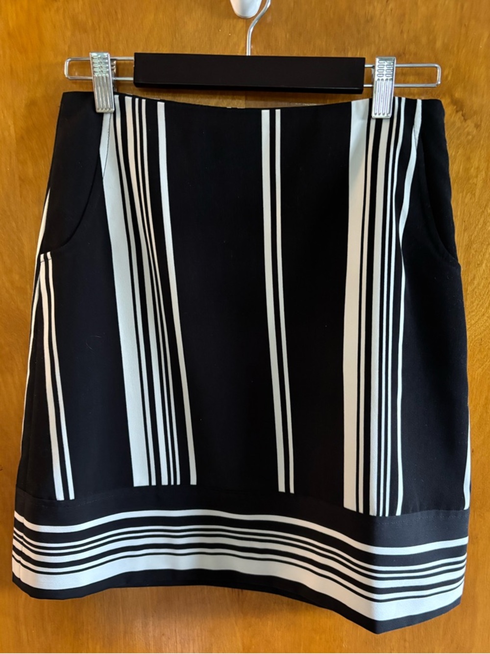 The Limited Black and White Vertical Stripe Mini Skirt